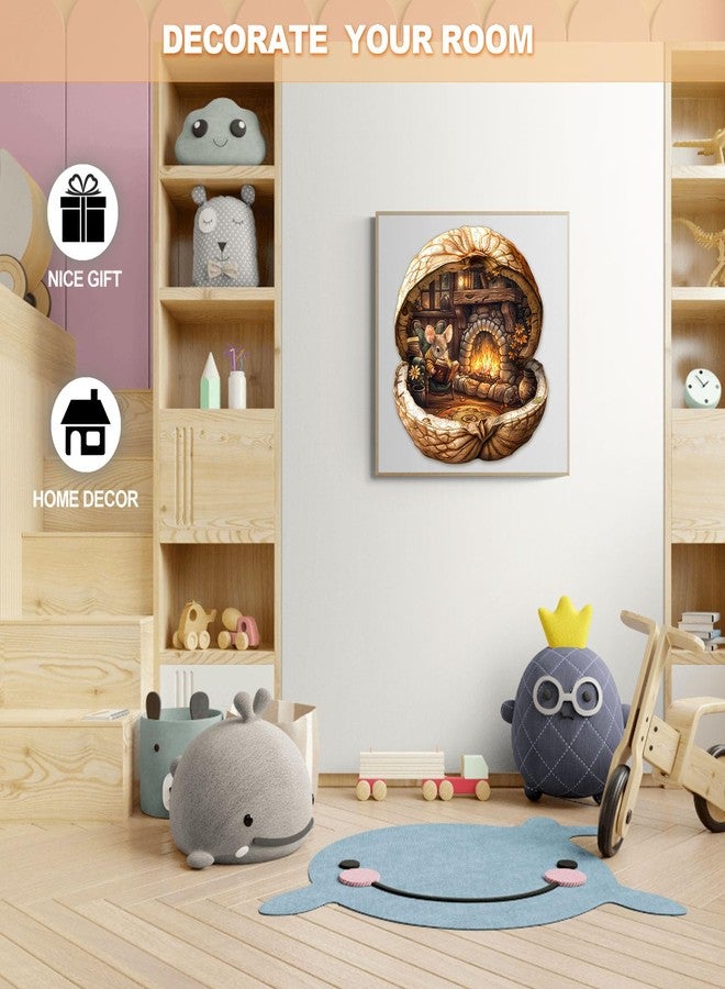 WOODBESTS Wooden Puzzles for Adults - Mouse's Walnut House, Mouse Wooden Jigsaw Puzzle, Unique Animal Wood Puzzles Adult, Xmas Gifts for Puzzle Lovers(95 Pcs, S, 8.5"x7.5") - Image 5